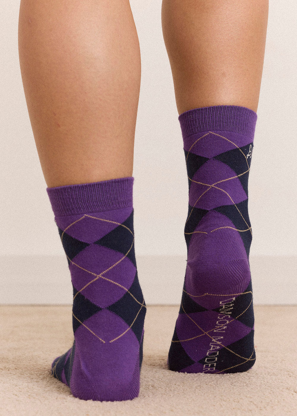 Damson Madder 2 Pack Socks - Olive & Purple Argyle