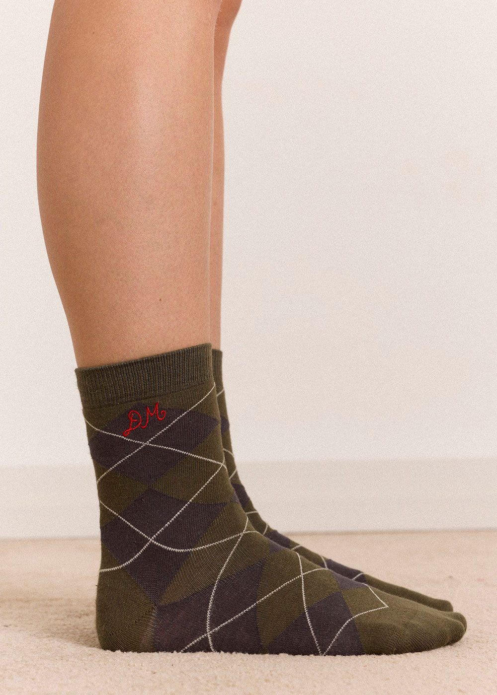 Damson Madder 2 Pack Socks - Olive & Purple Argyle