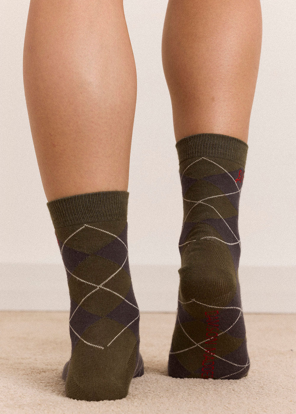Damson Madder 2 Pack Socks - Olive & Purple Argyle