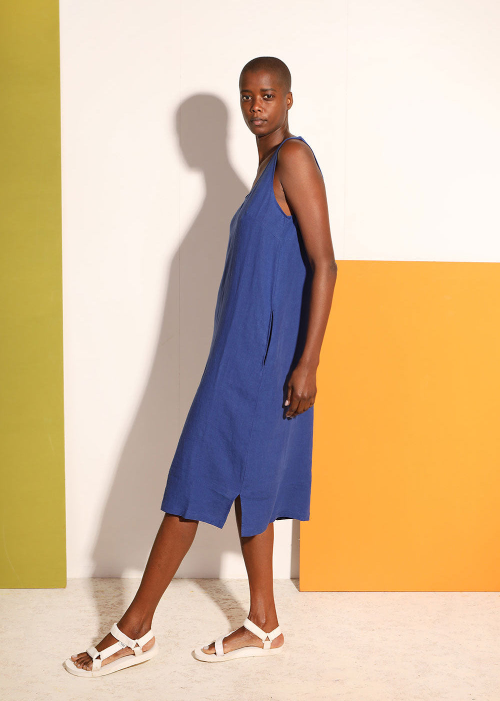 L.F.Markey Basic Linen Shift Dress - Cobalt