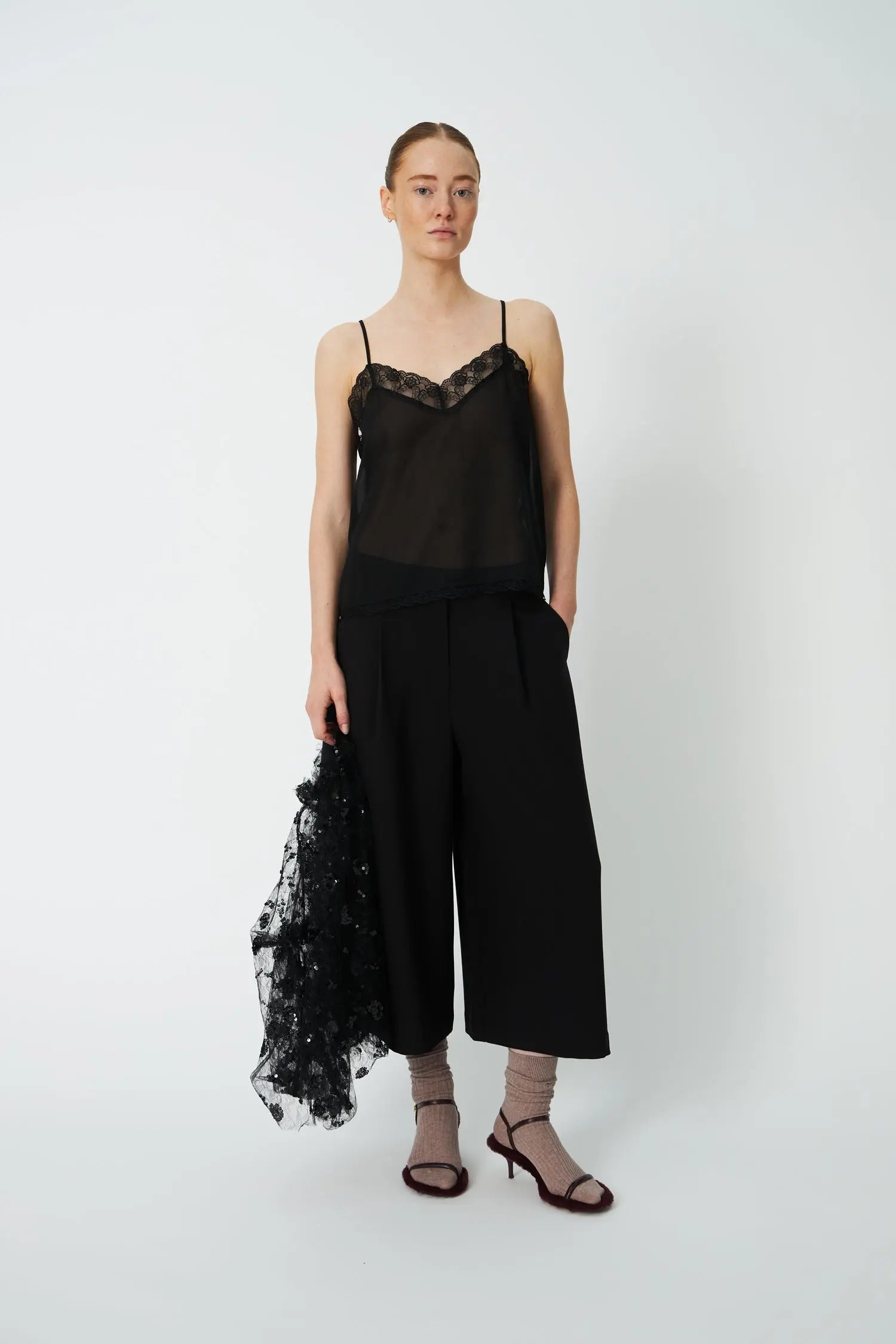 Stella Nova Sequins Mesh Blouse - Black