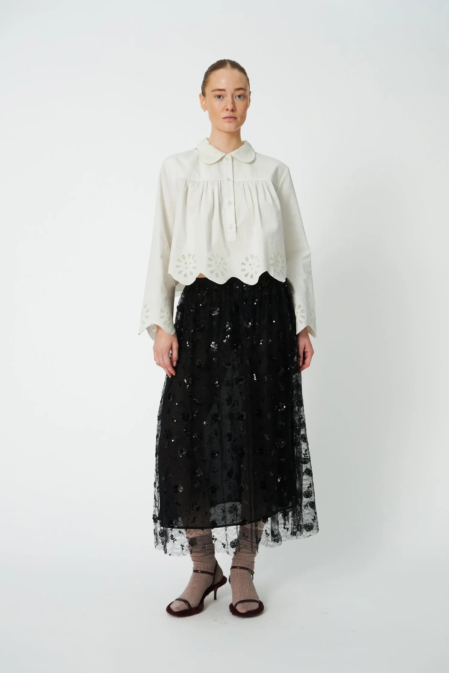Stella Nova Sequins Mesh Skirt - Black
