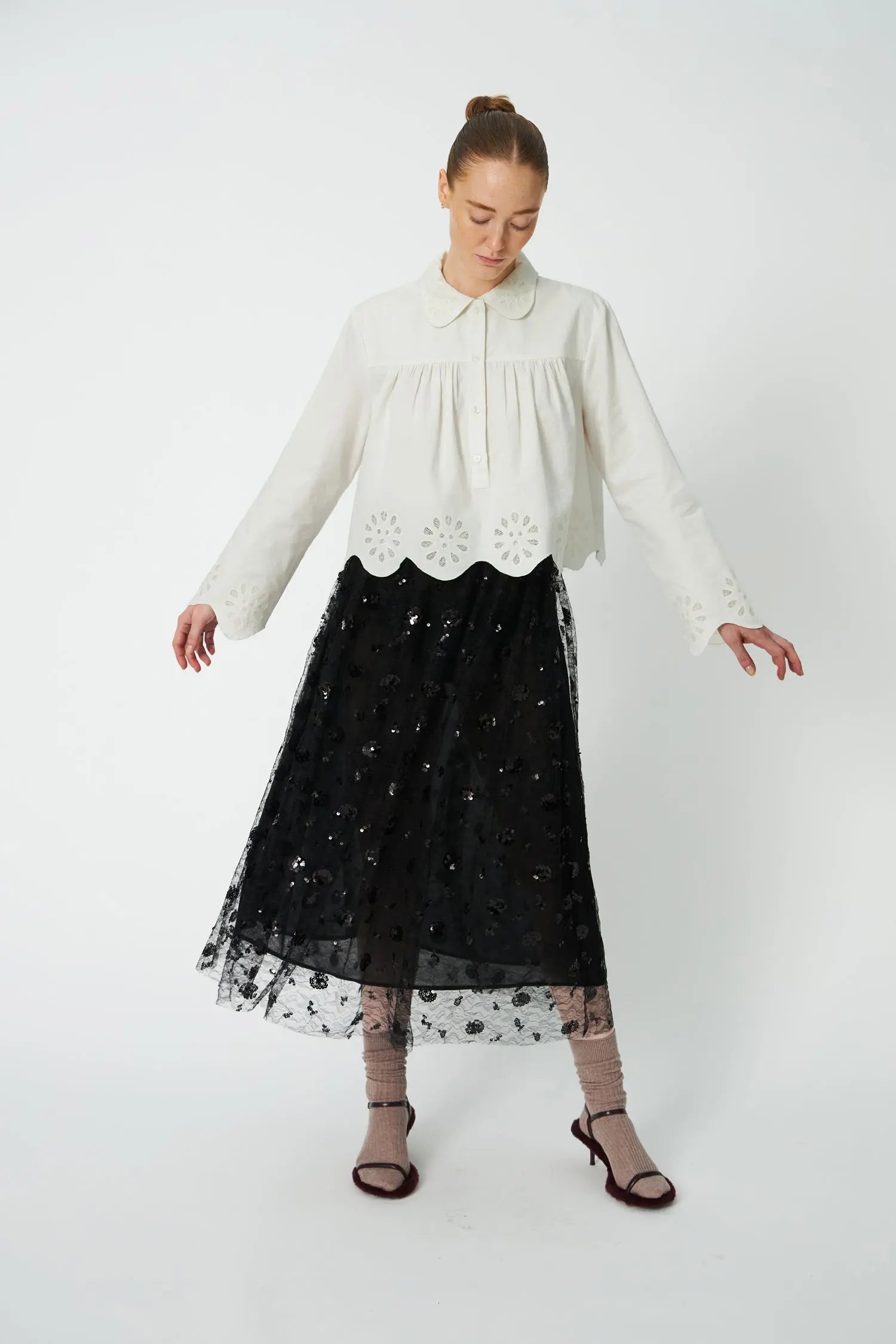 Stella Nova Sequins Mesh Skirt - Black