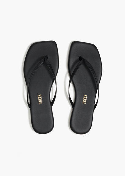 TKEES Square Toe Lily Flip Flops - Black