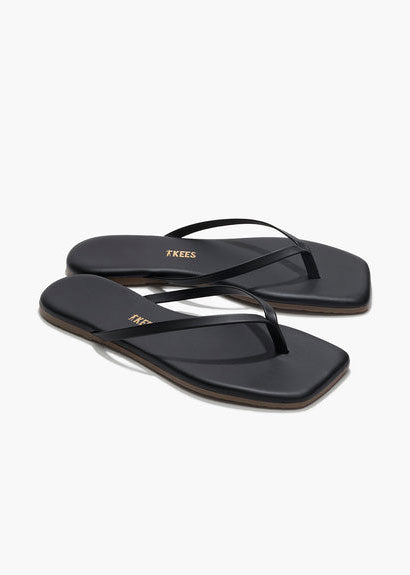 TKEES Square Toe Lily Flip Flops - Black