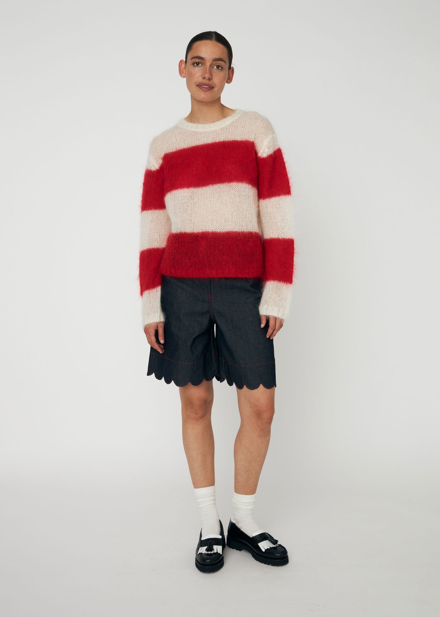 Stella Nova Striped Luxury Mohair Sweater - Ivory