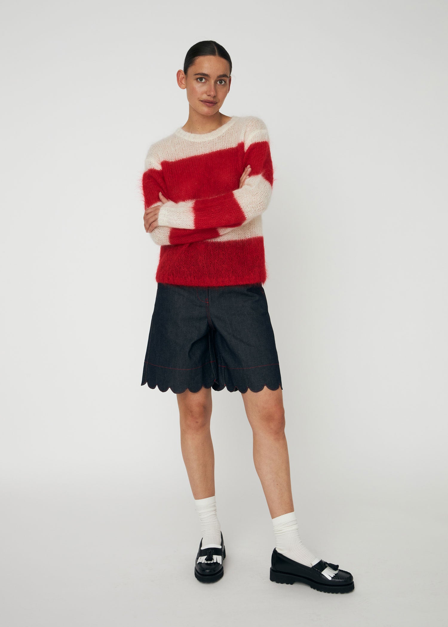 Stella Nova Striped Luxury Mohair Sweater - Ivory