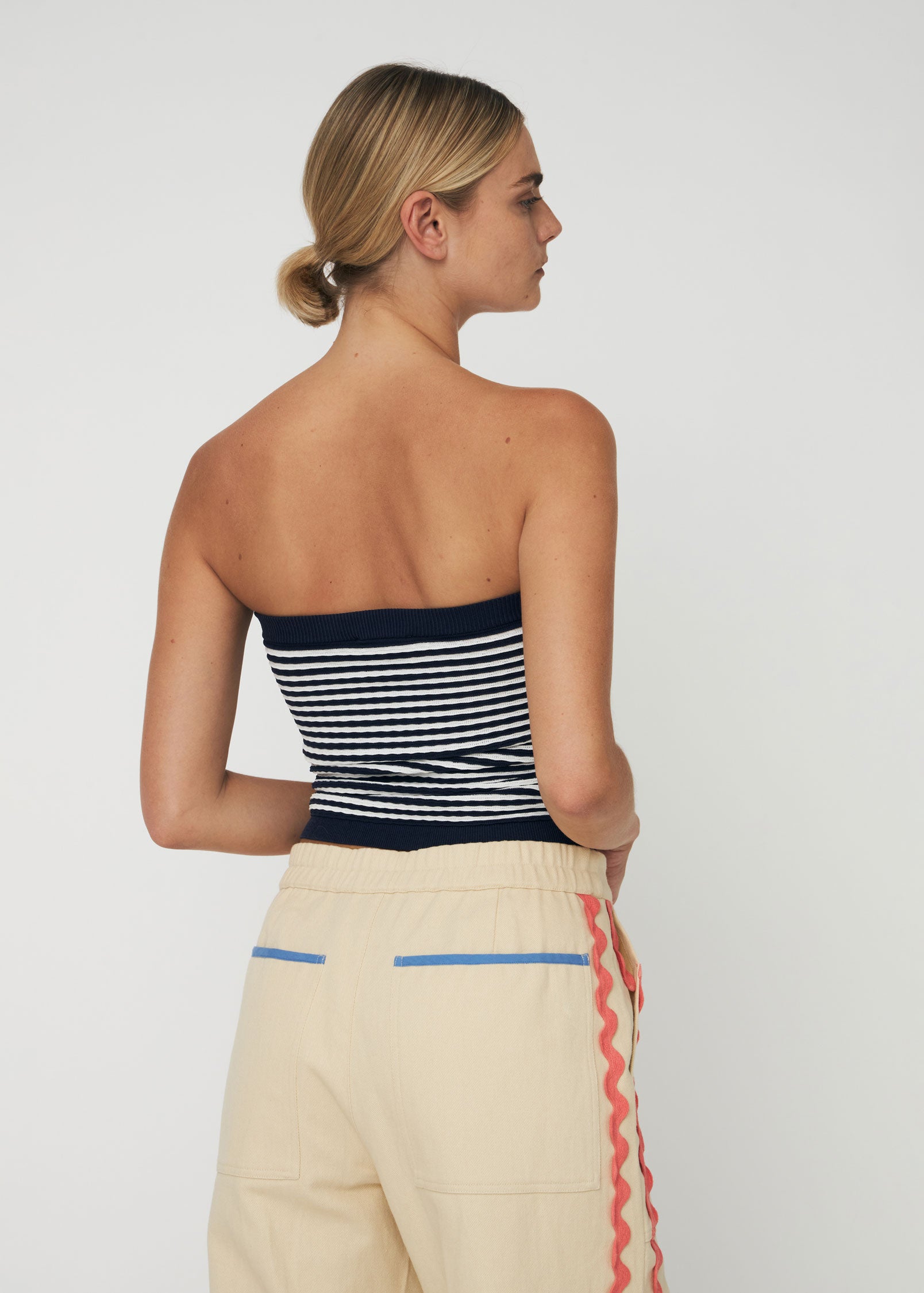Stella Nova Knit Tube Top - Navy/ Creme Stripes