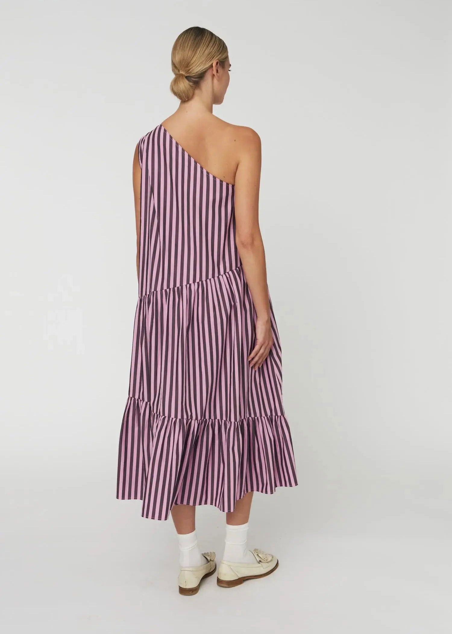 Stella Nova Striped Bow Midi Dress - Purple