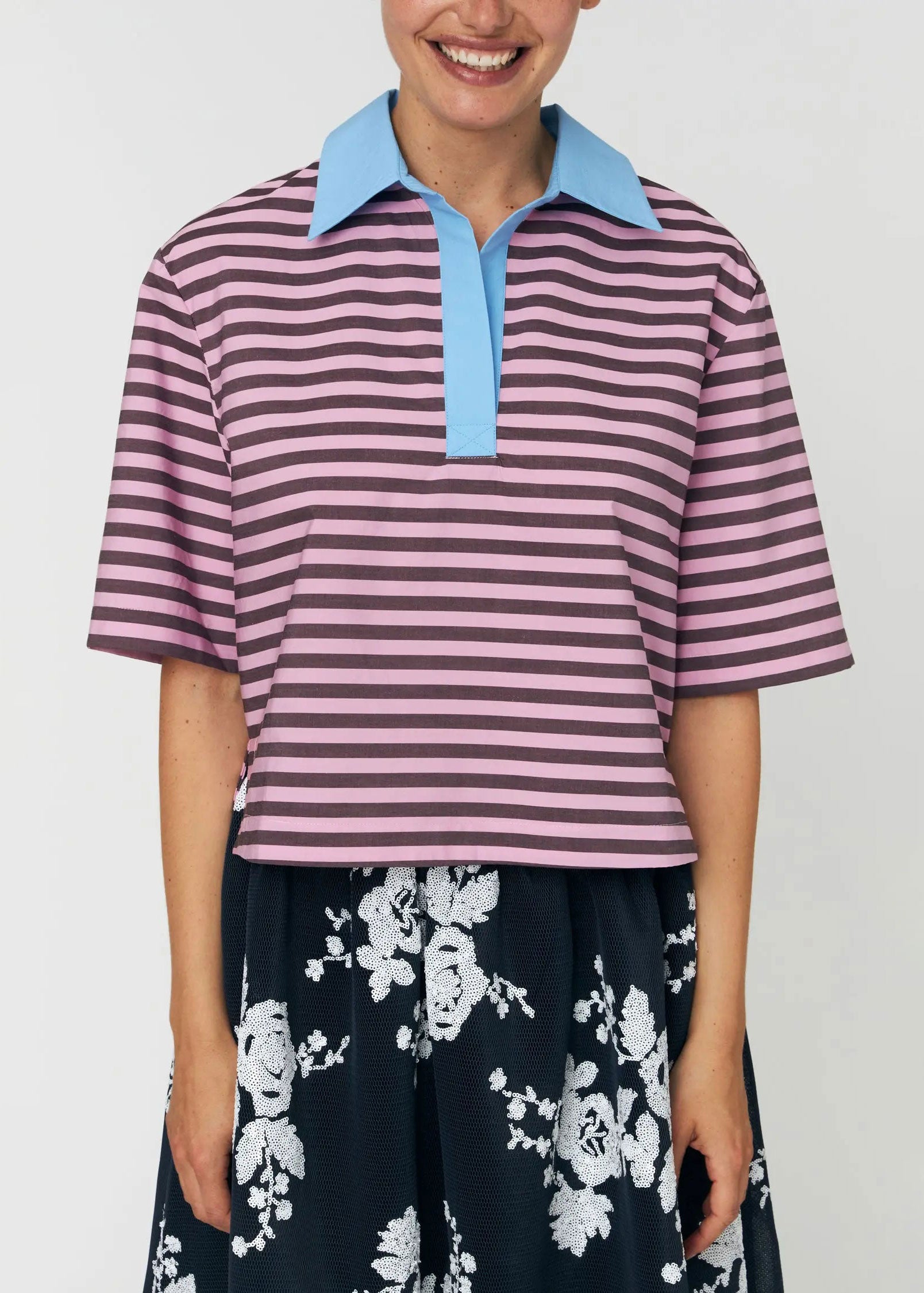 Stella Nova Striped Cotton Shirt - Purple