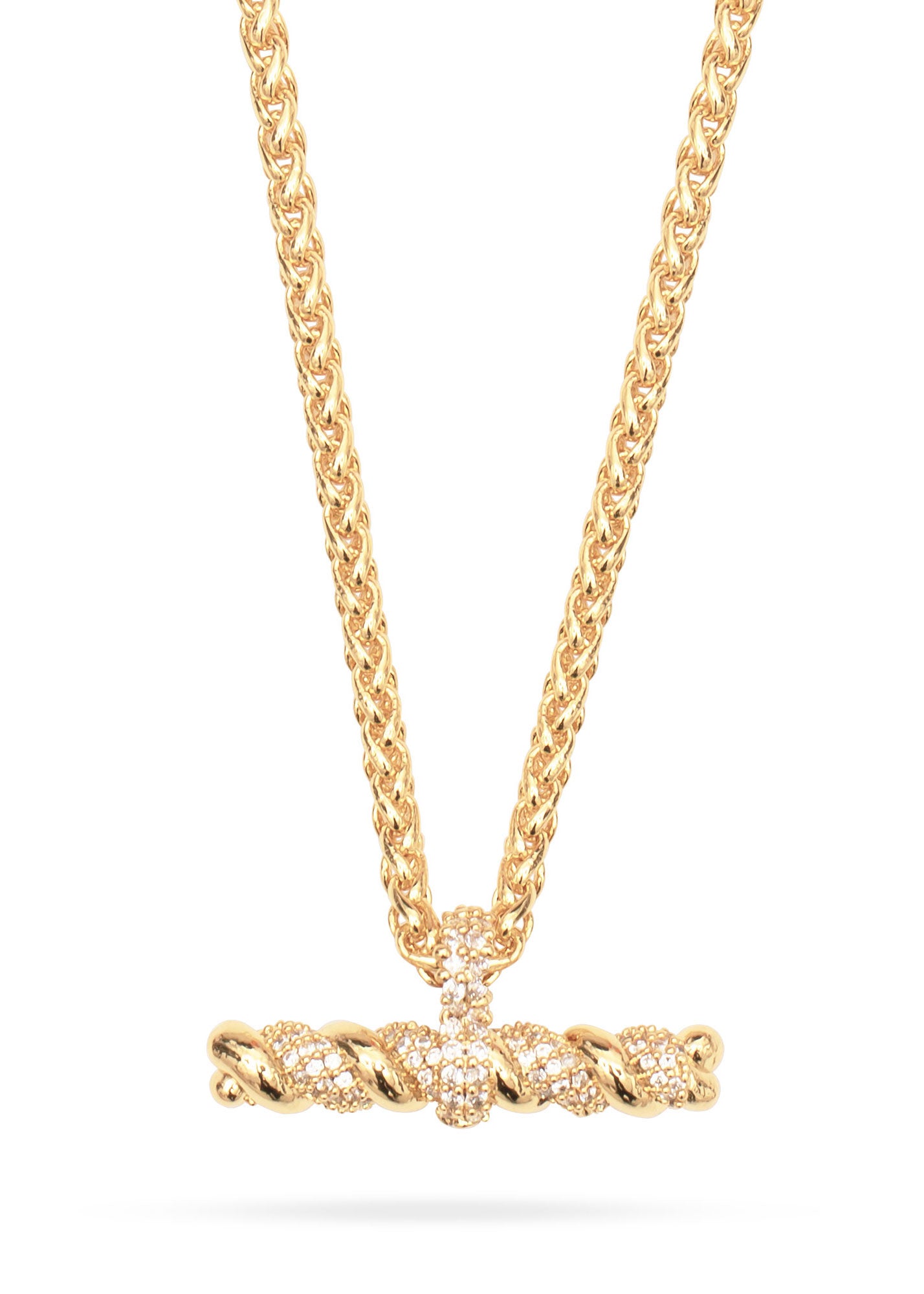 Talis Chains T- Bar Pendant Necklace - Cubic Zirconia