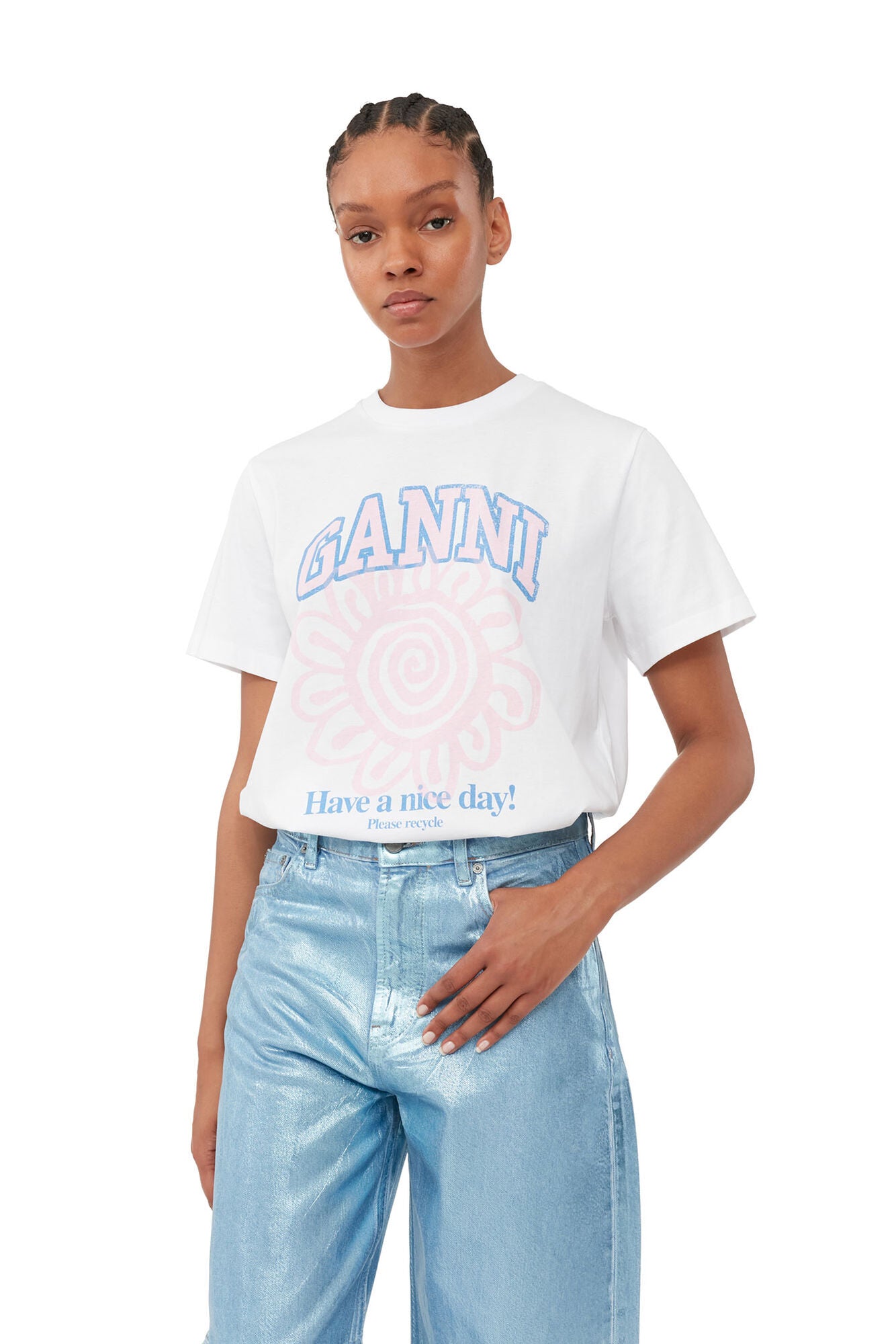 GANNI - Basic Jersey Flower Relaxed T-Shirt Bright White