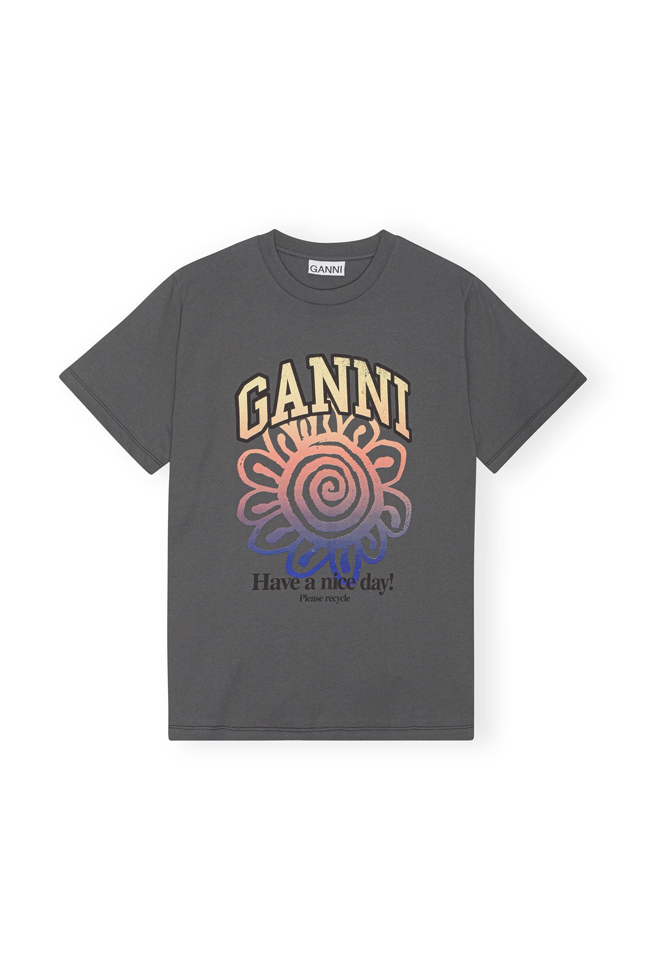 GANNI - Basic Jersey Flower Relaxed T-Shirt - Volcanic Ash