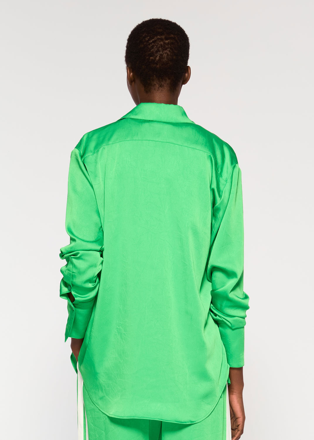 Serena Bute Crinkled Satin Paris Shirt - Classic Green