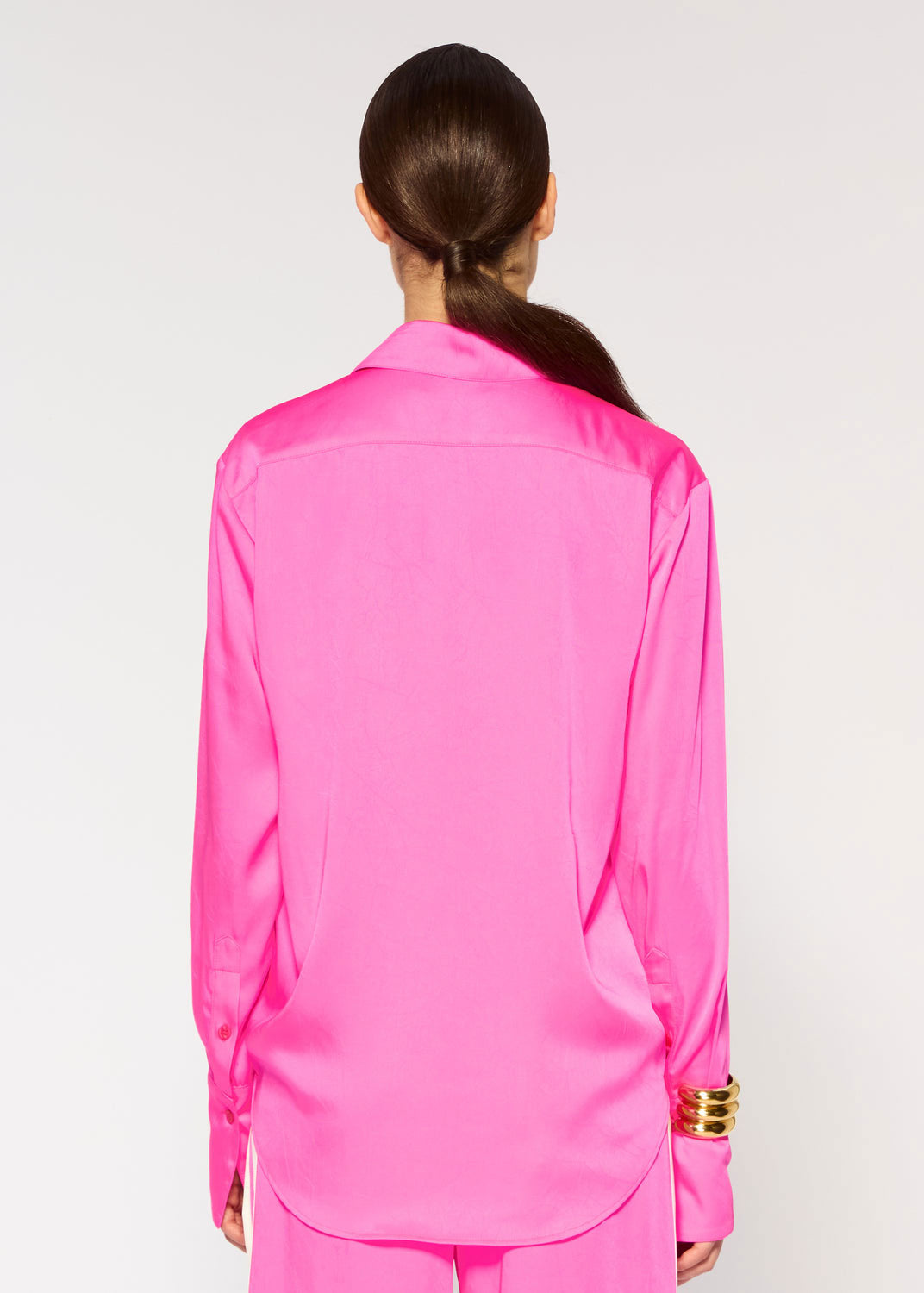 Serena Bute Crinkled Satin Paris Shirt - Shocking Pink