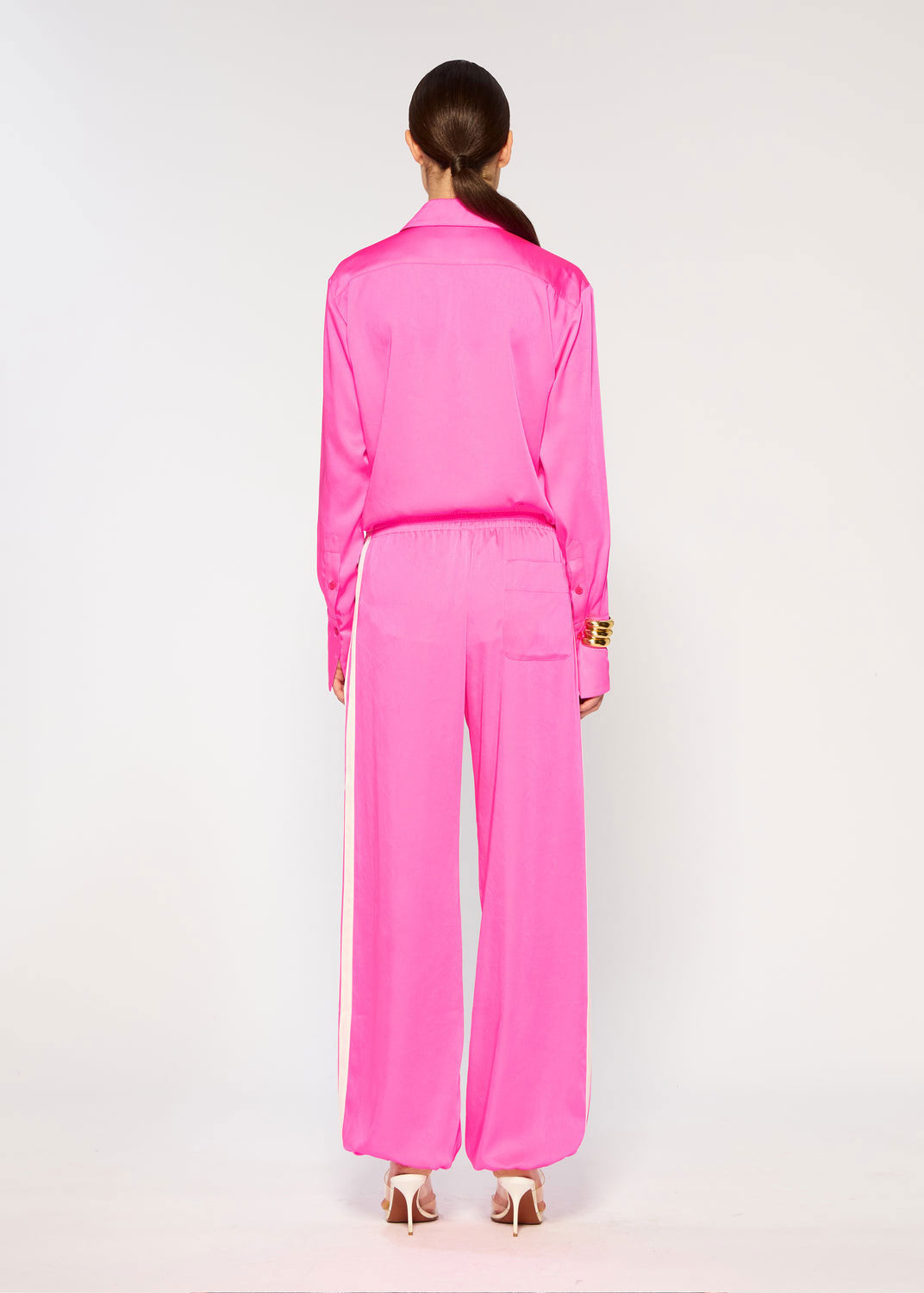 Serena Bute Crinkled Satin Serena Jogger - Shocking Pink