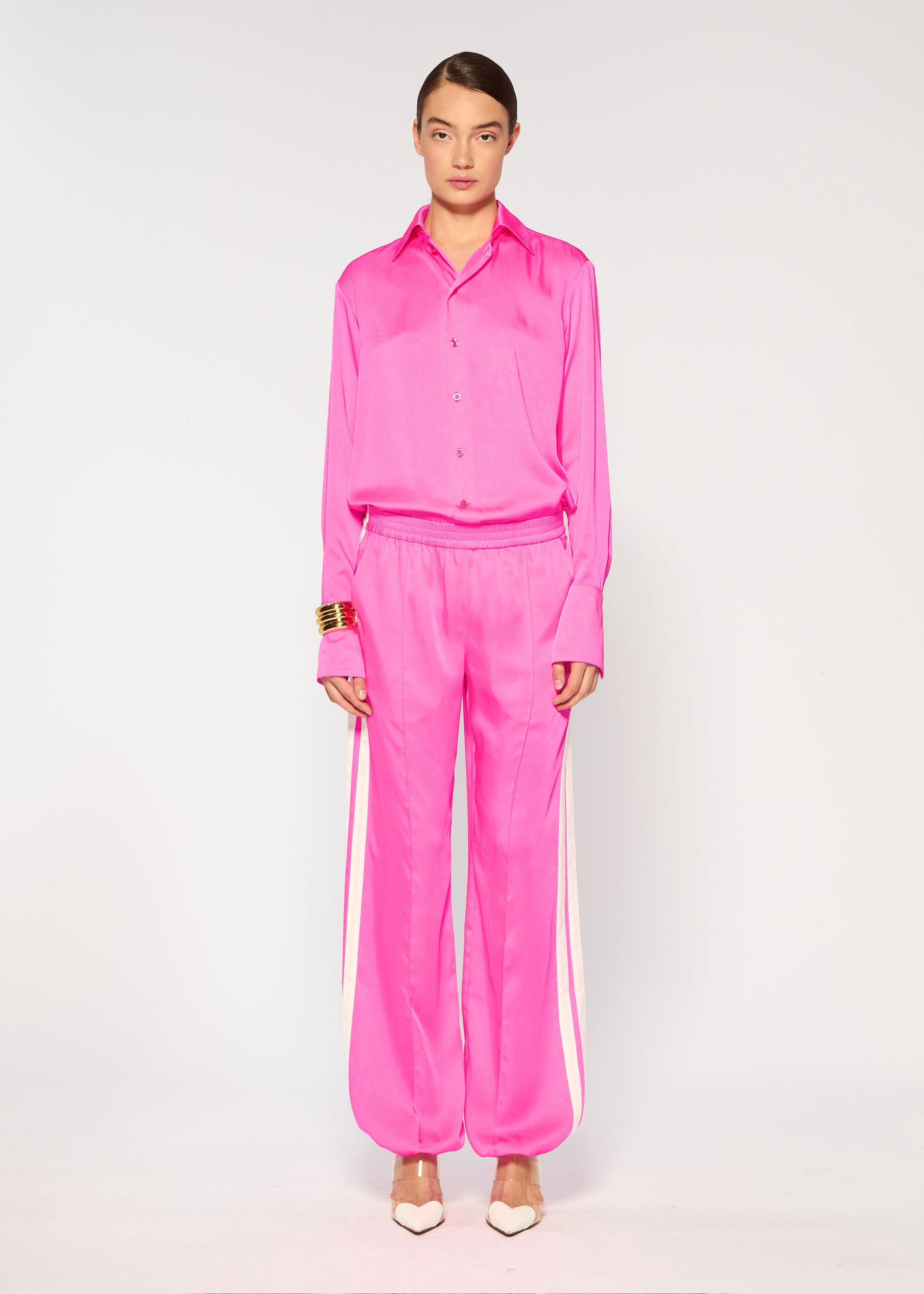 Serena Bute Crinkled Satin Serena Jogger - Shocking Pink