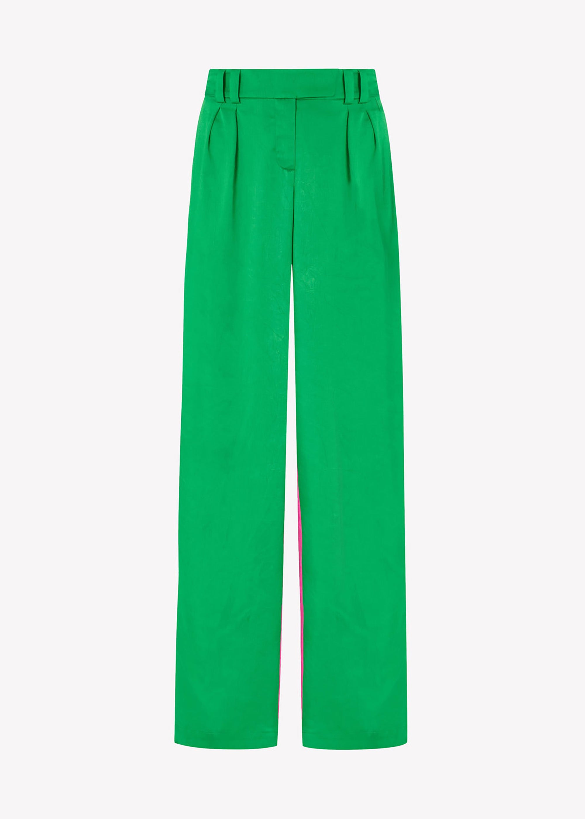 Serena Bute Crinkled Satin Boyfriend Trousers - Classic Green