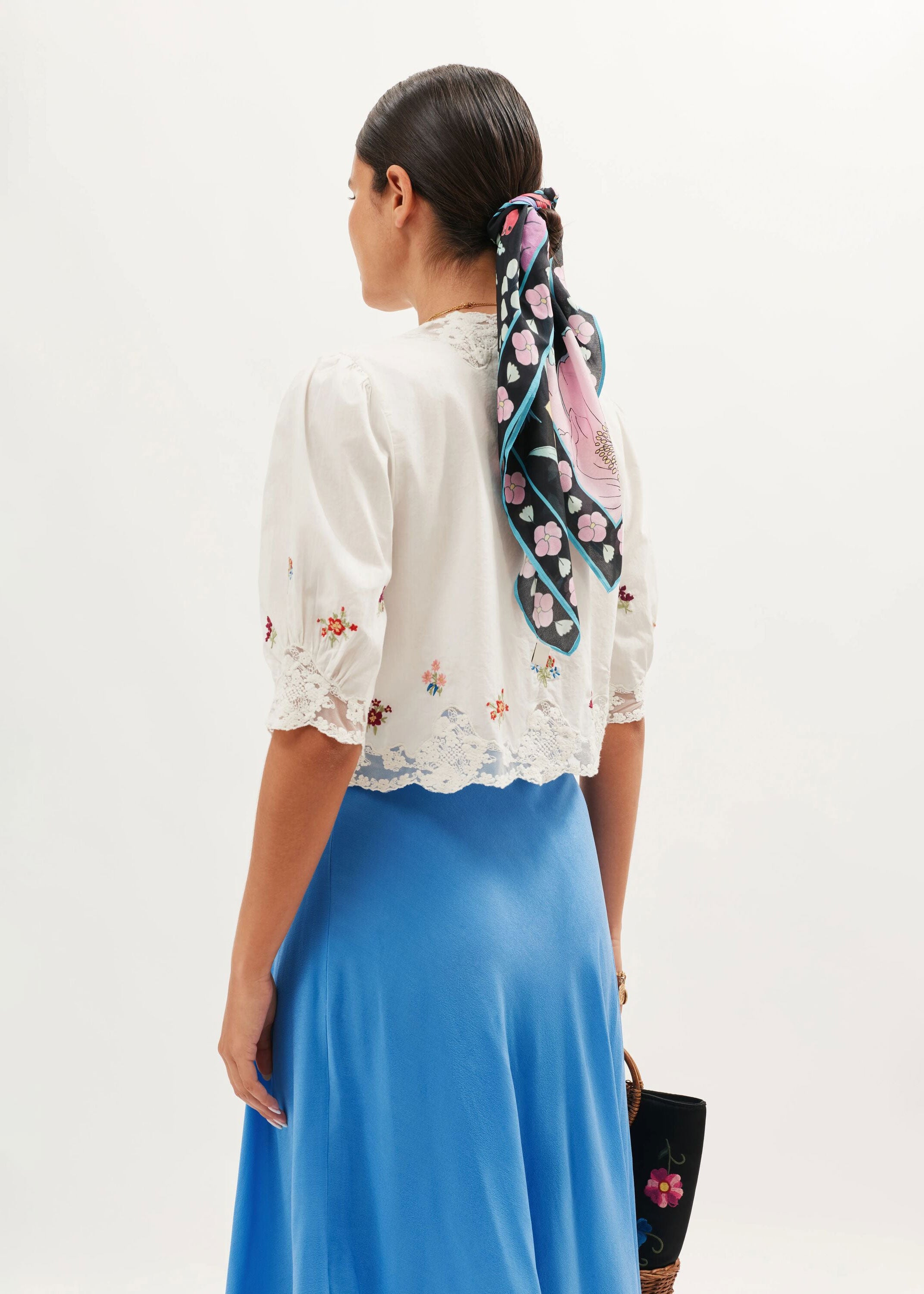 Rixo Ursula Embroidered Top - Bud Embroidery White