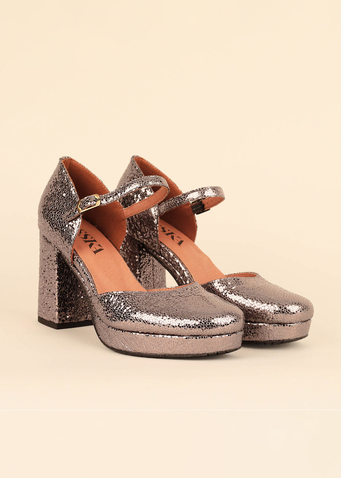 Esska Viv Vegan Metallic High Heel Shoe - Steel