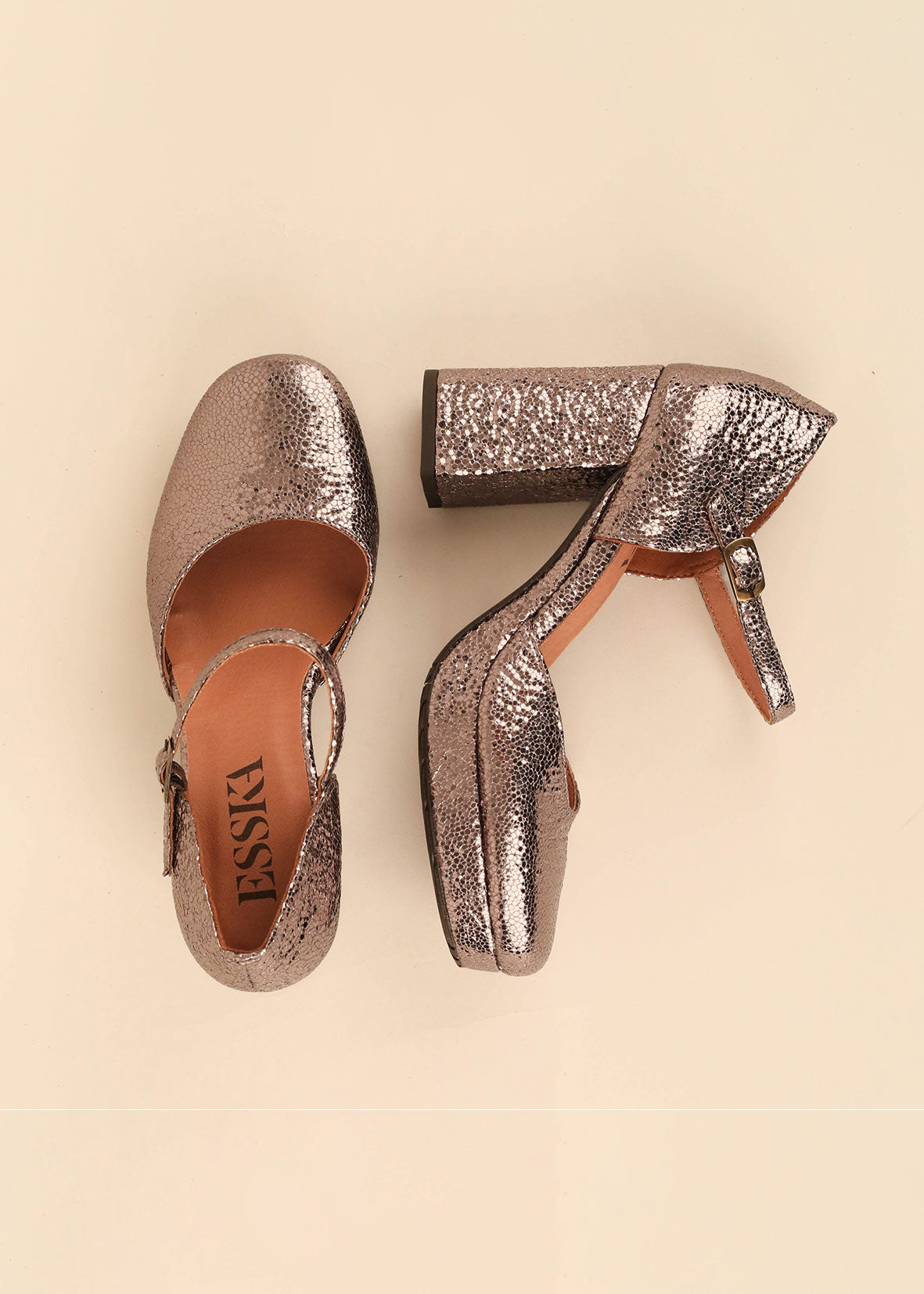 Esska Viv Vegan Metallic High Heel Shoe - Steel