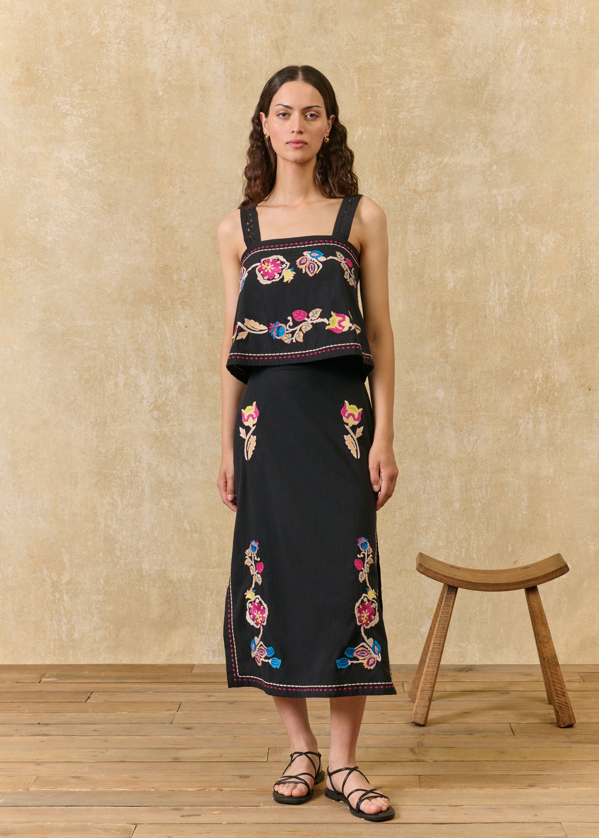 Louise Misha Amarante Midi Skirt - Black