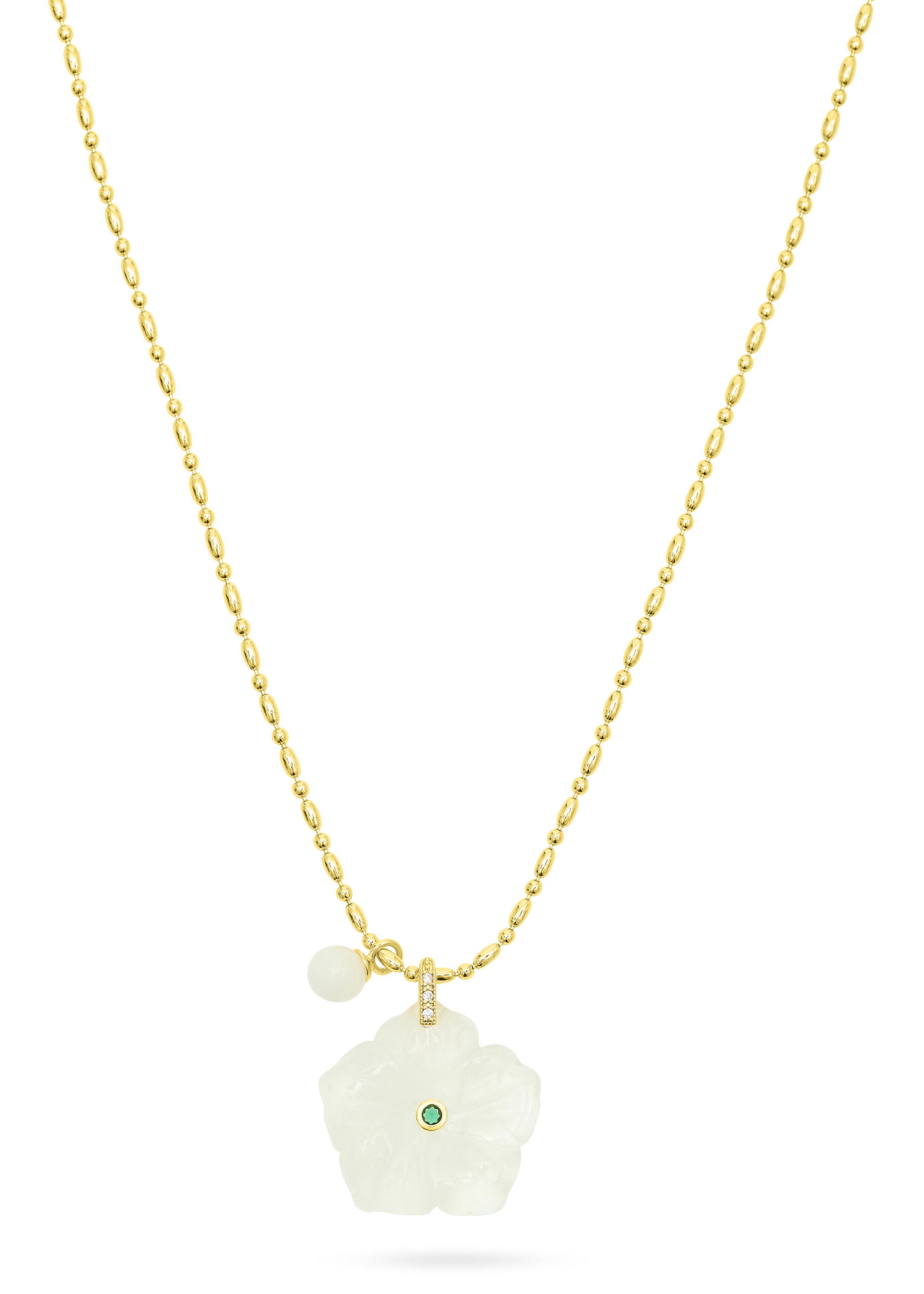 Talis Chains Flower Pendant Necklace - White Crystal