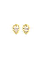 Talis Chains Pear Drop studs in gold, pear-cut cubic zirconia in a bezel setting