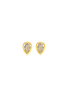 Talis Chains Mini Pear Drop studs in gold, smaller pear-cut cubic zirconia bezel