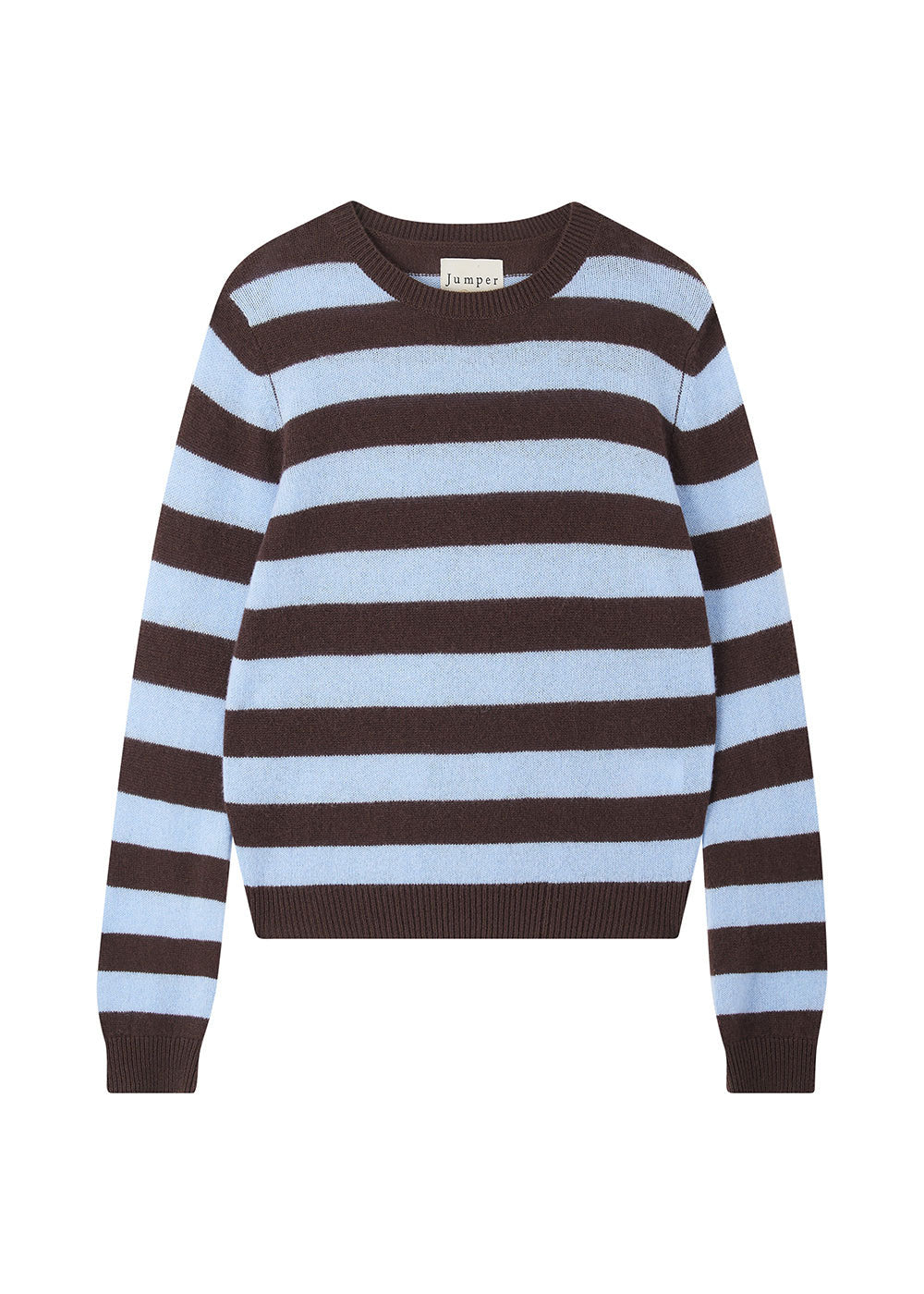 Jumper 1234 Cashmere Stripe Crew - Dark Brown / Blue