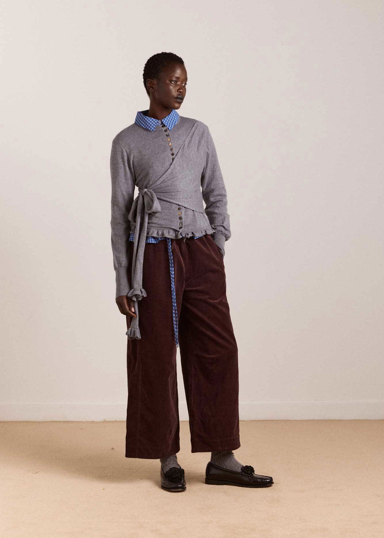 Damson Madder Felix Cord Trousers - Chocolate