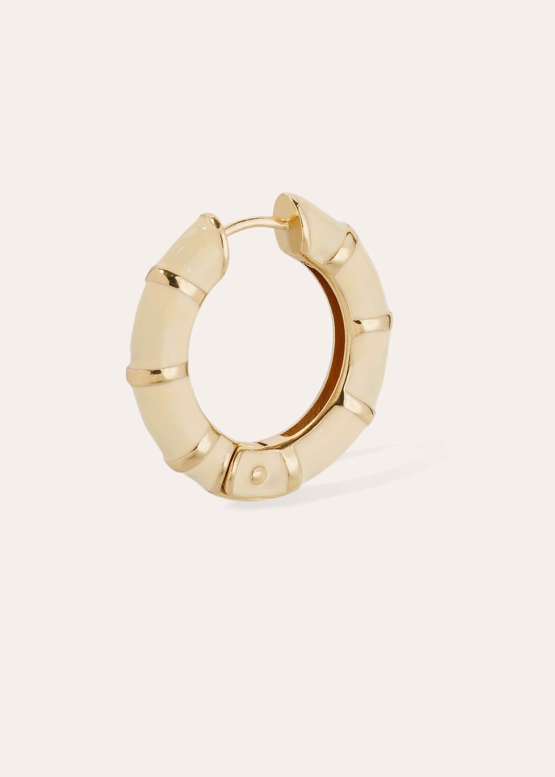 Gas Bijoux Bambou Enamel Hoop Earrings - Ivory