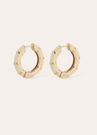 Gas Bijoux Bambou mini hoop earrings in gold with ivory enamel detailing
