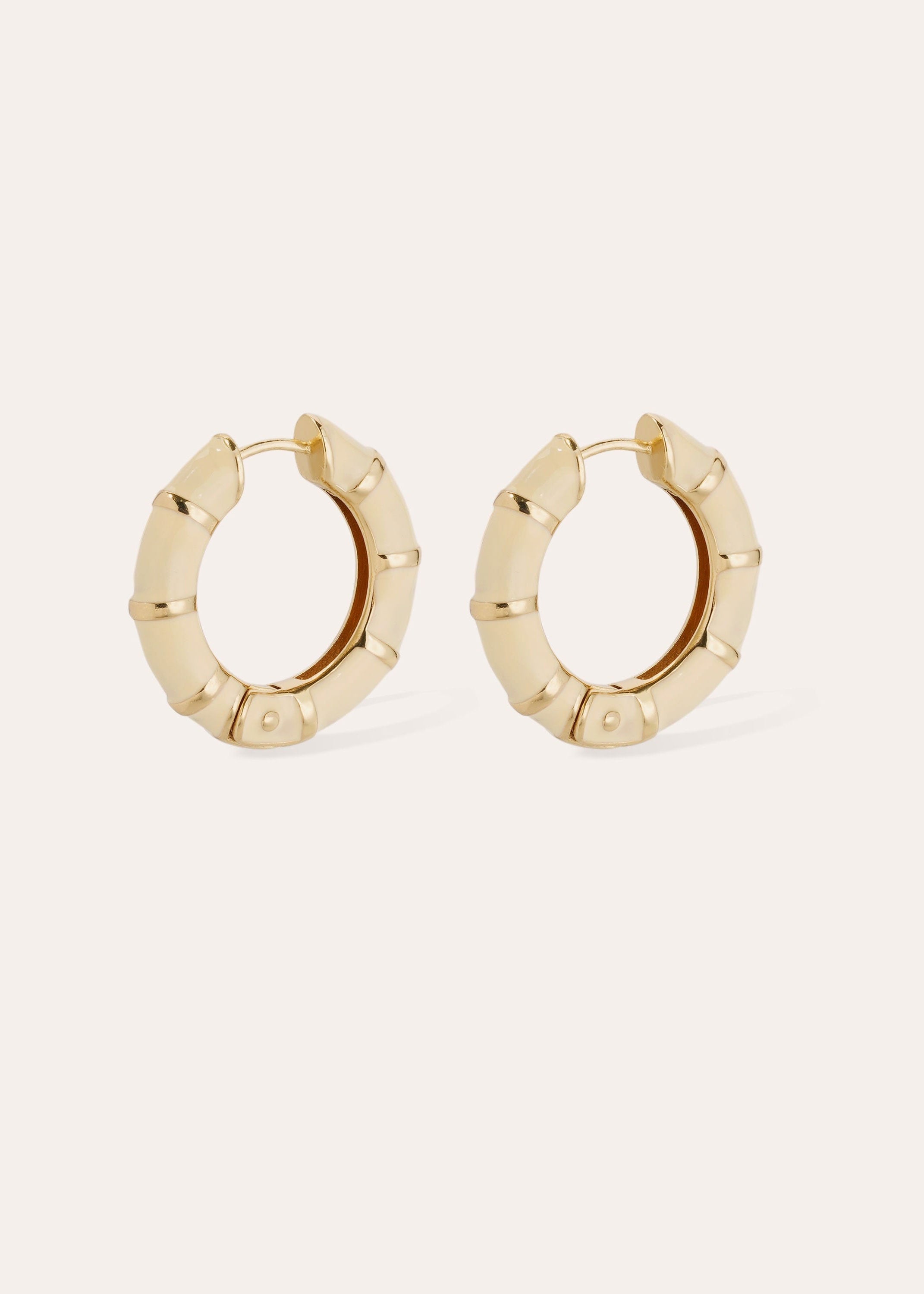 Gas Bijoux Bambou Enamel Hoop Earrings - Ivory