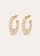 Gas Bijoux Cyclade small earrings in hand-polished ivory acetate with gold post