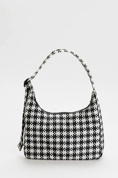 BAGGU - Mini Nylon Shoulder Bag - Black & White Pixel
