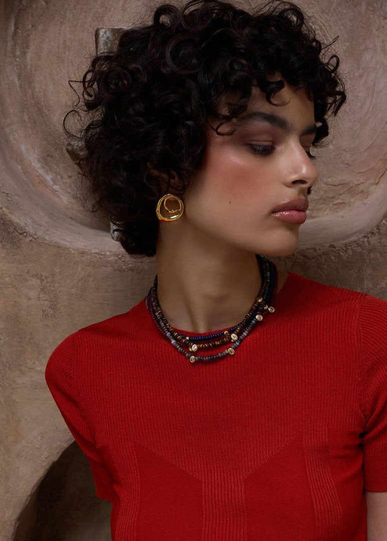 By Alona Lucie Necklace - Gold and Red Jade