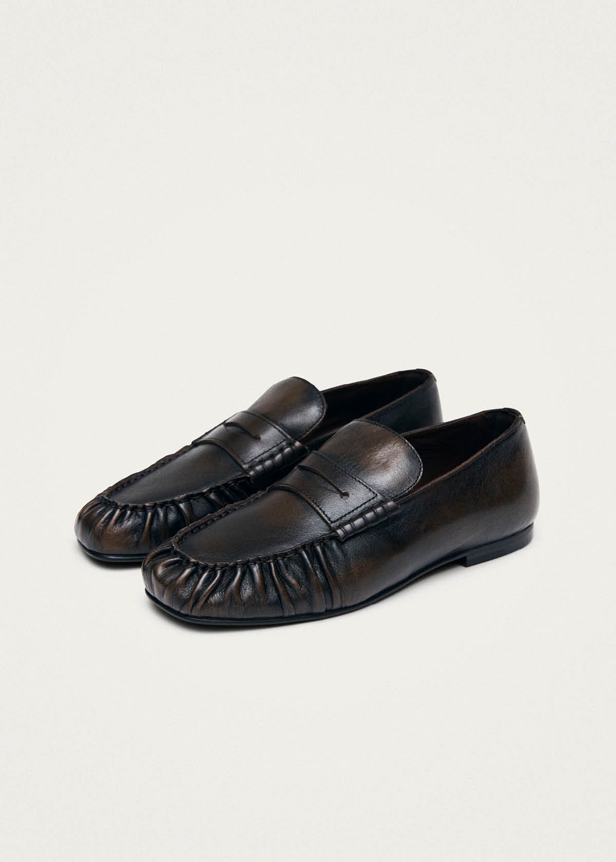 Alohas Aven Vintage Effect Leather Loafers - Brown