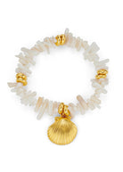 Orelia Cream coral chip and shell bracelet, spiky coral beads with gold accents