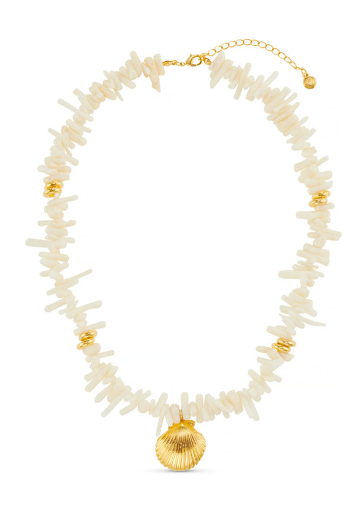 Orelia Cream Coral Chip & Shell Necklace