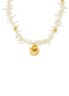Orelia Cream Coral Chip and Shell Necklace, full statement piece on a gold-plated chain