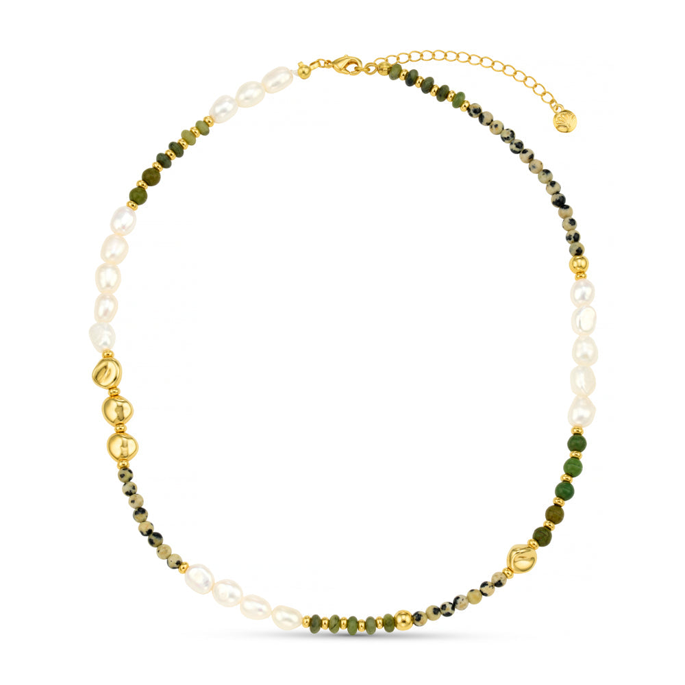 Orelia Mixed Semi-Precious & Pearl Beaded Necklace