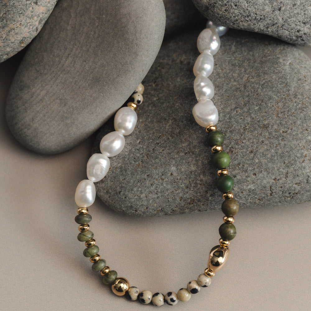 Orelia Mixed Semi-Precious & Pearl Beaded Necklace