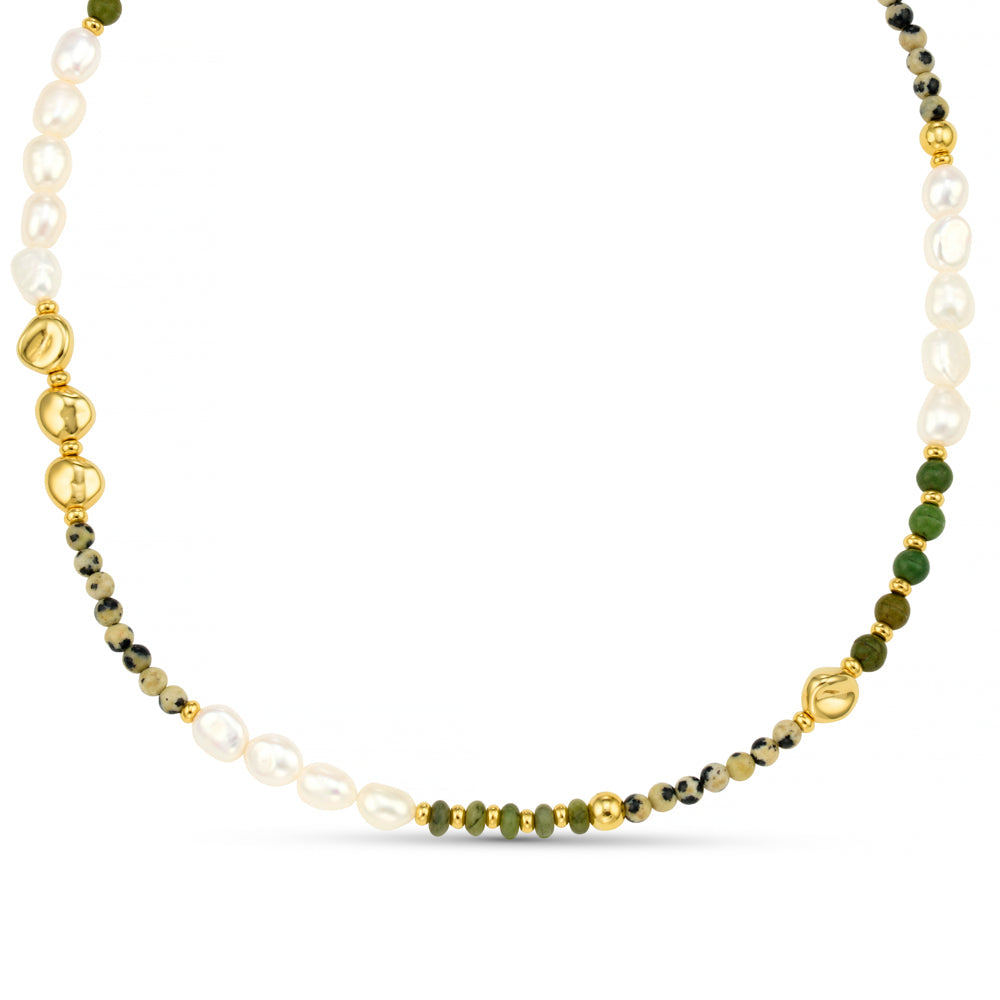 Orelia Mixed Semi-Precious & Pearl Beaded Necklace