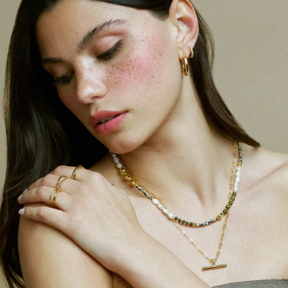 Orelia Mixed Semi-Precious & Pearl Beaded Necklace
