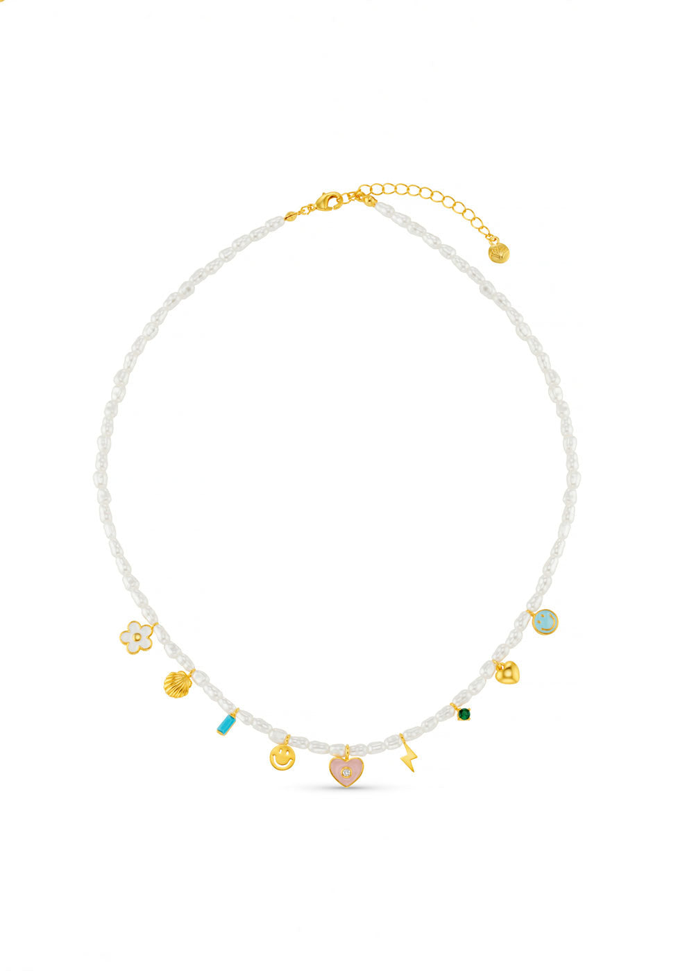 Orelia Pearl & Enamel Eclectic Charm Necklace