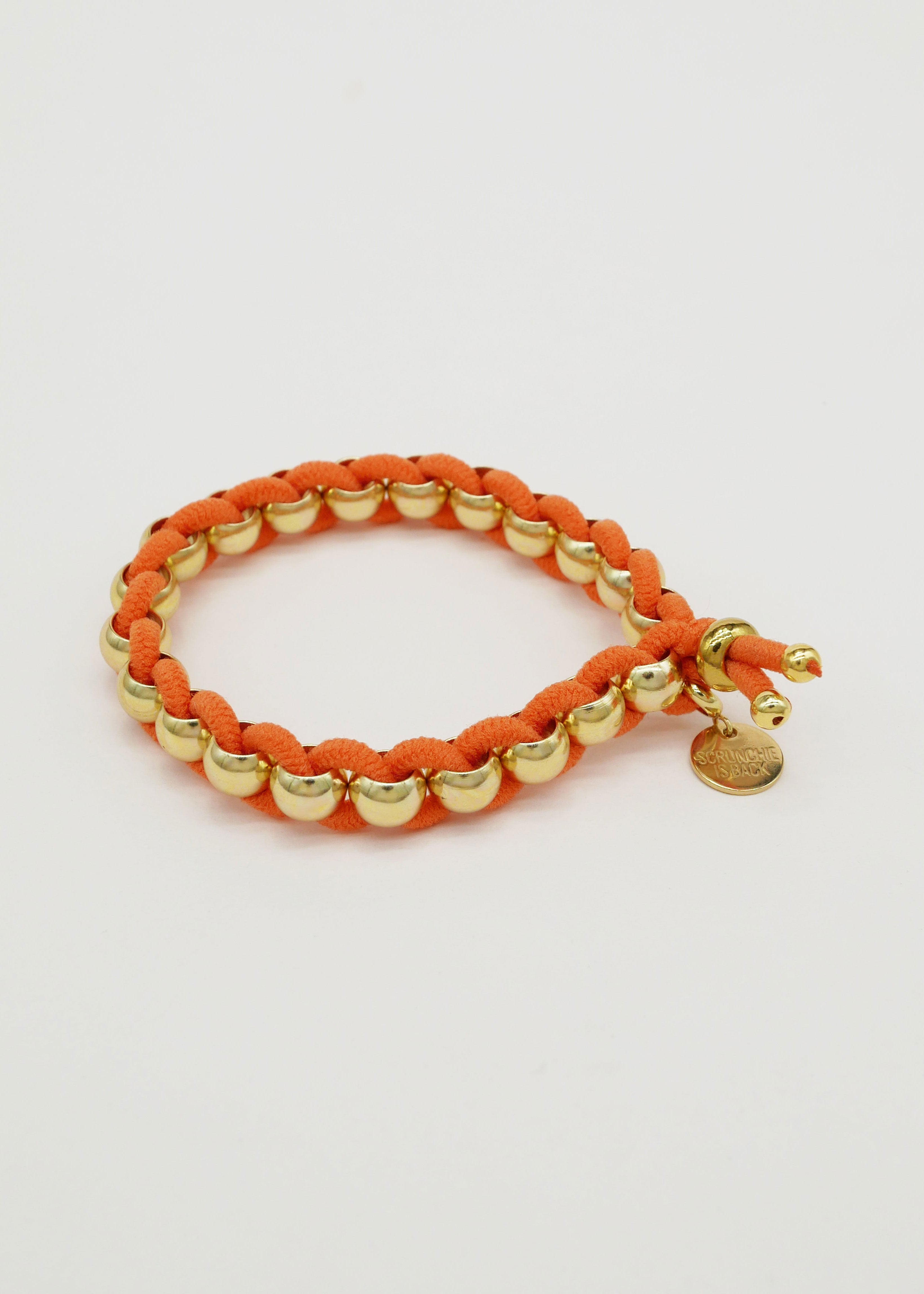 Scrunchie Is Back BICHOUS Golden Woven Hair Tie Bracelet - Orange