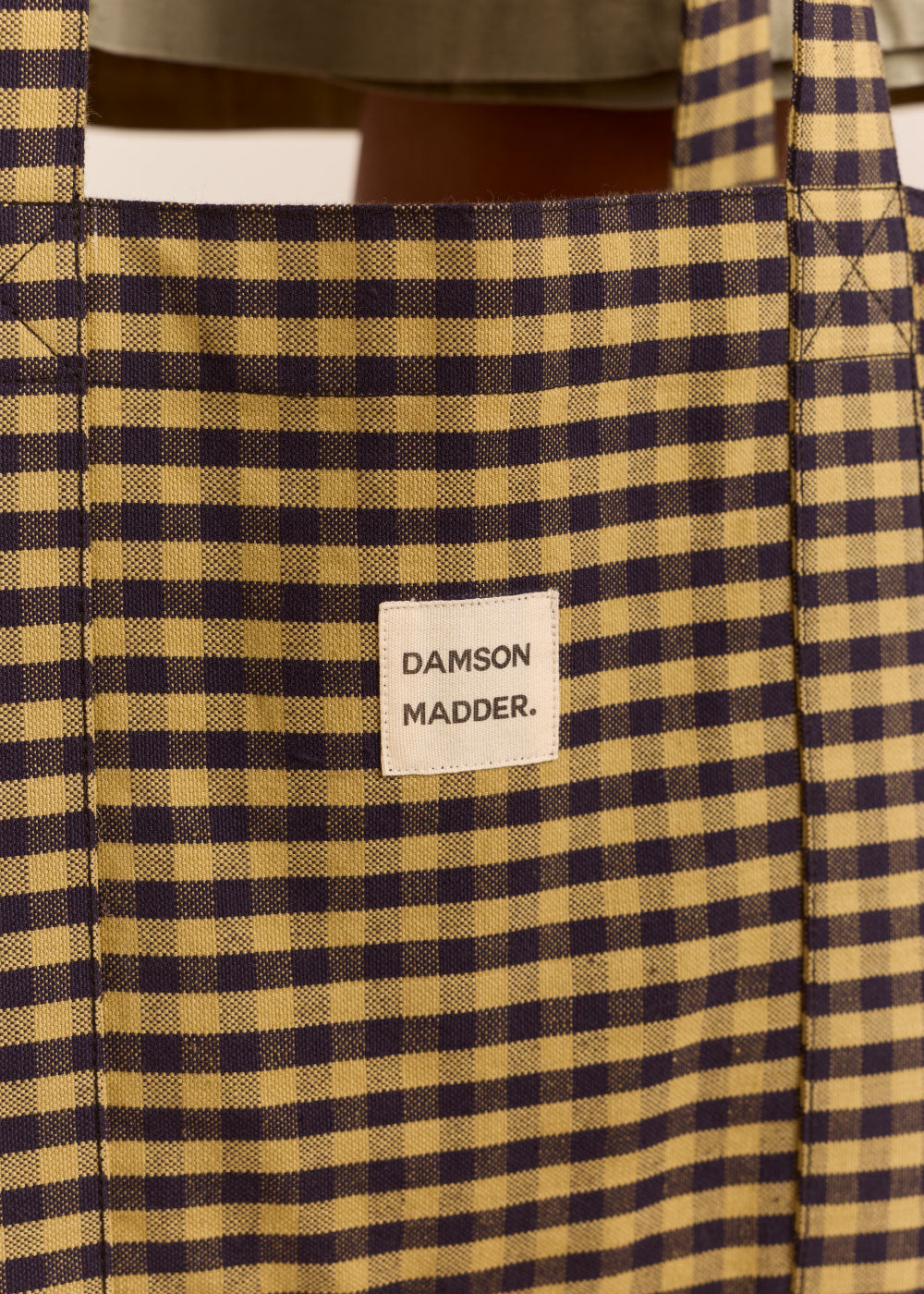 Damson Madder Tote Bag - Tan/Navy Gingham