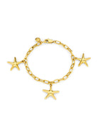 Orelia LUXE starfish charm bracelet in gold, fine chain with three polished starfish charms