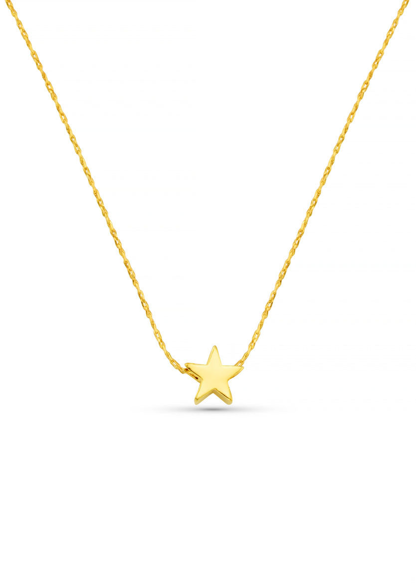 Orelia Orelia micro star collar necklace in gold, fine chain with a single polished star